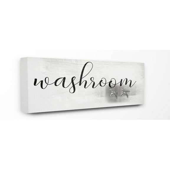 The Stupell Home Decor Collection Washroom Faucet Illustration Canvas Wall Art