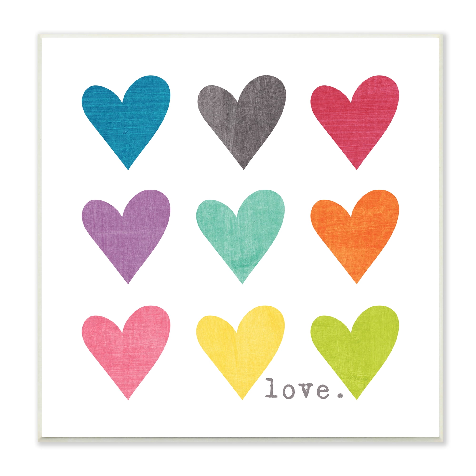 The Stupell Home Decor Collection Watercolor Cute Hearts Love Wall Art