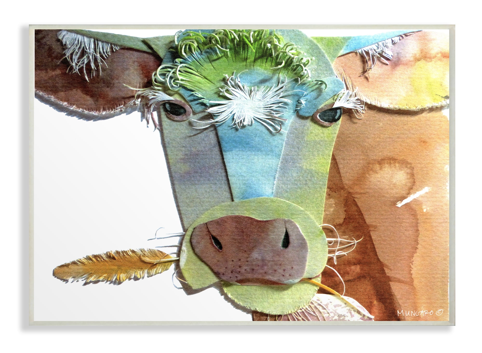 The Stupell Home Decor Collection Watercolor Cutout Collage Cow Oversized Wall Plaque Art, 12.5 x 0.5 x 18.5