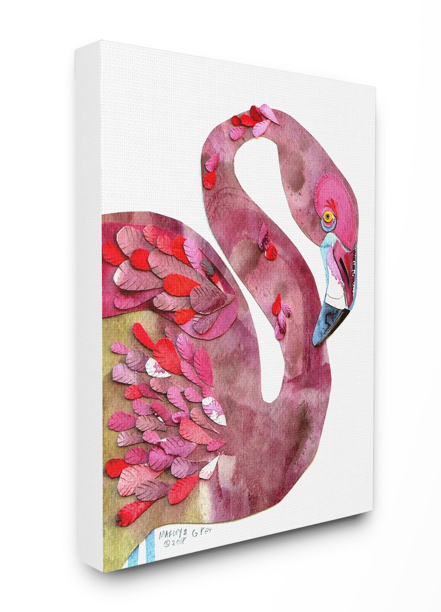 The Stupell Home Decor Collection Watercolor Cutout Collage Flamingo Stretched Canvas Wall Art, 30 x 1.5 x 40