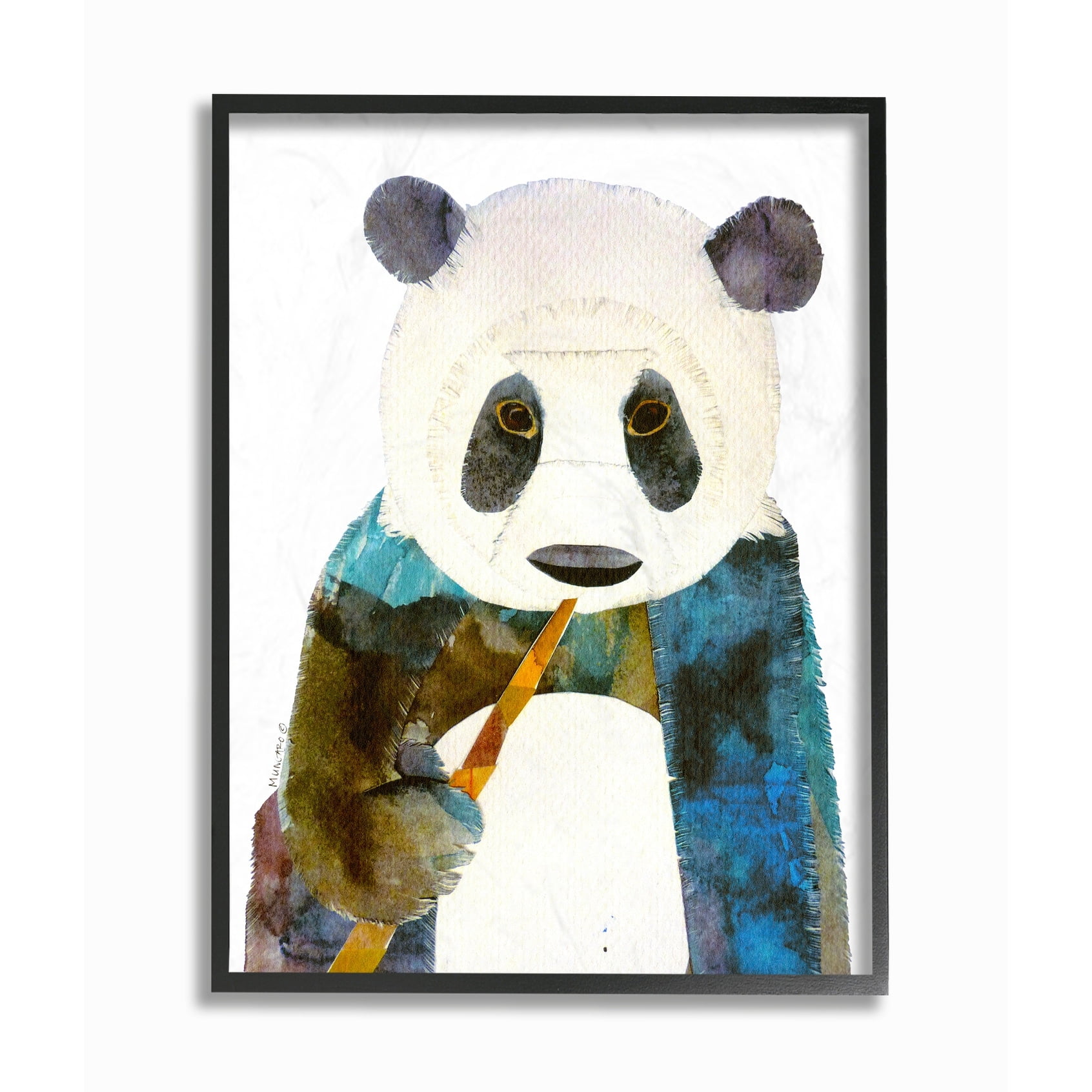 The Stupell Home Decor Collection Watercolor Cutout Collage Panda Framed Giclee Texturized Art, 11 x 1.5 x 14