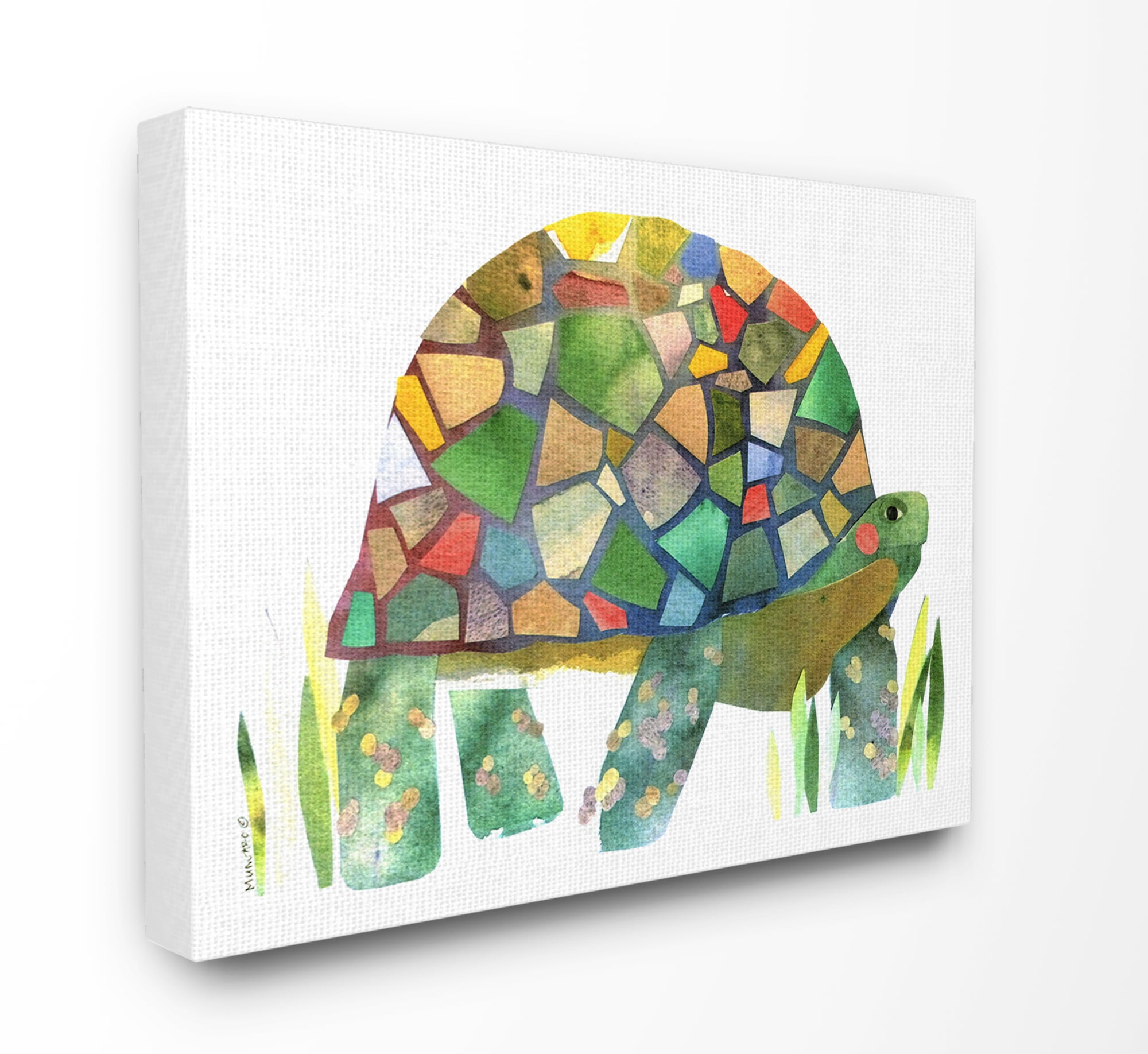 The Stupell Home Decor Collection Watercolor Cutout Collage Turtle Stretched Canvas Wall Art, 30 x 1.5 x 40