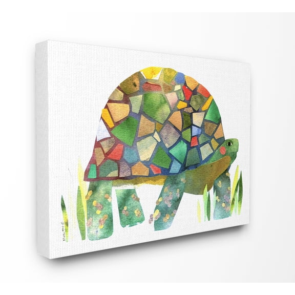 The Stupell Home Decor Collection Watercolor Cutout Collage Turtle Stretched Canvas Wall Art, 30 x 1.5 x 40
