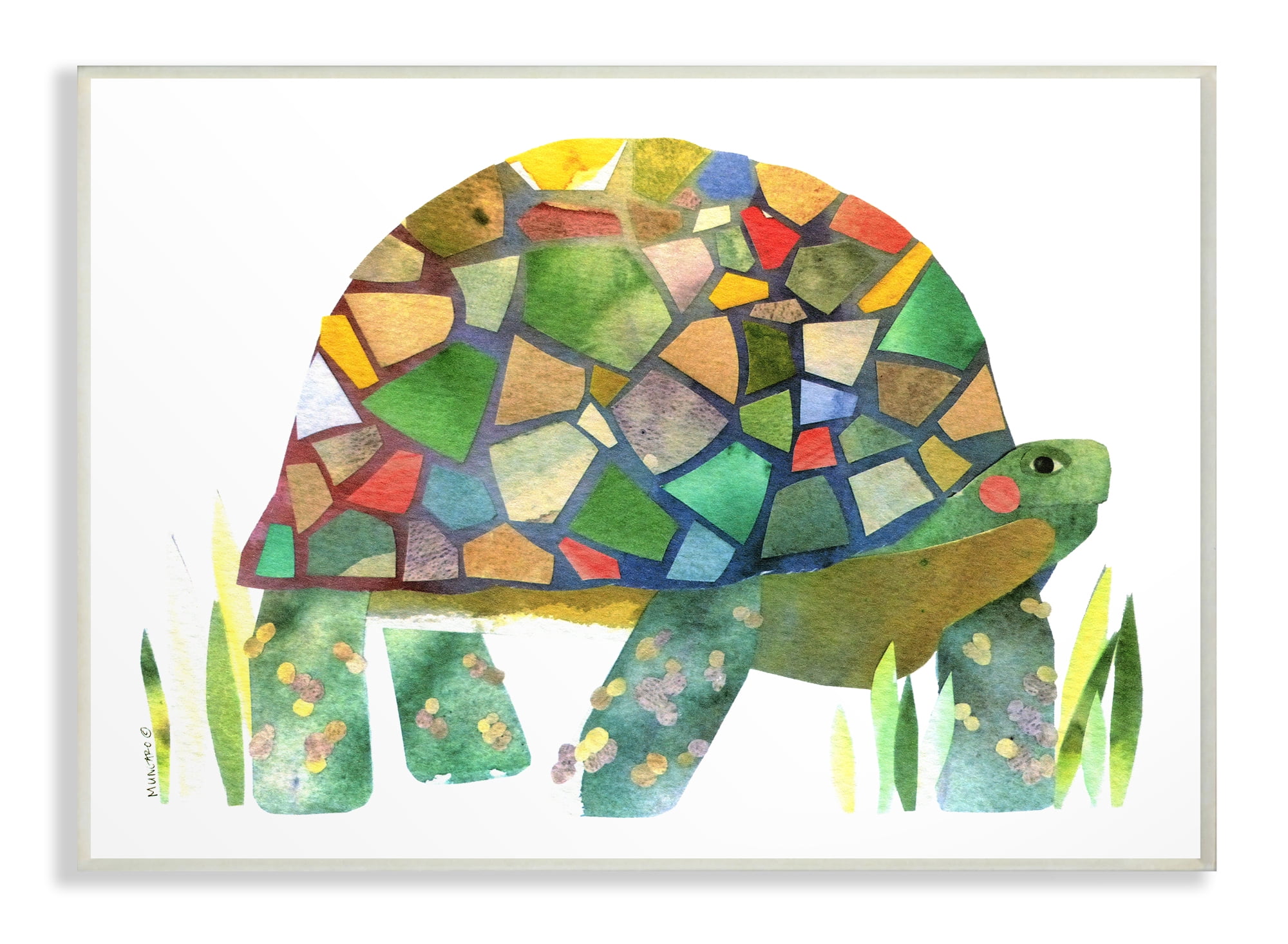 The Stupell Home Decor Collection Watercolor Cutout Collage Turtle Wall Plaque Art, 10 x 0.5 x 15