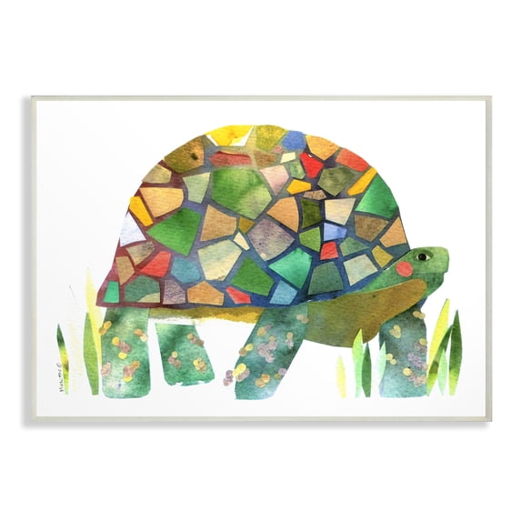 The Stupell Home Decor Collection Watercolor Cutout Collage Turtle Wall Plaque Art, 10 x 0.5 x 15