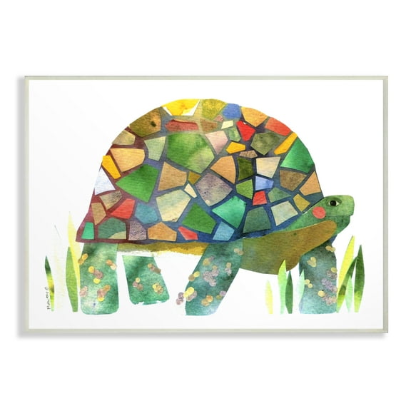 The Stupell Home Decor Collection Watercolor Cutout Collage Turtle Wall Plaque Art, 10 x 0.5 x 15
