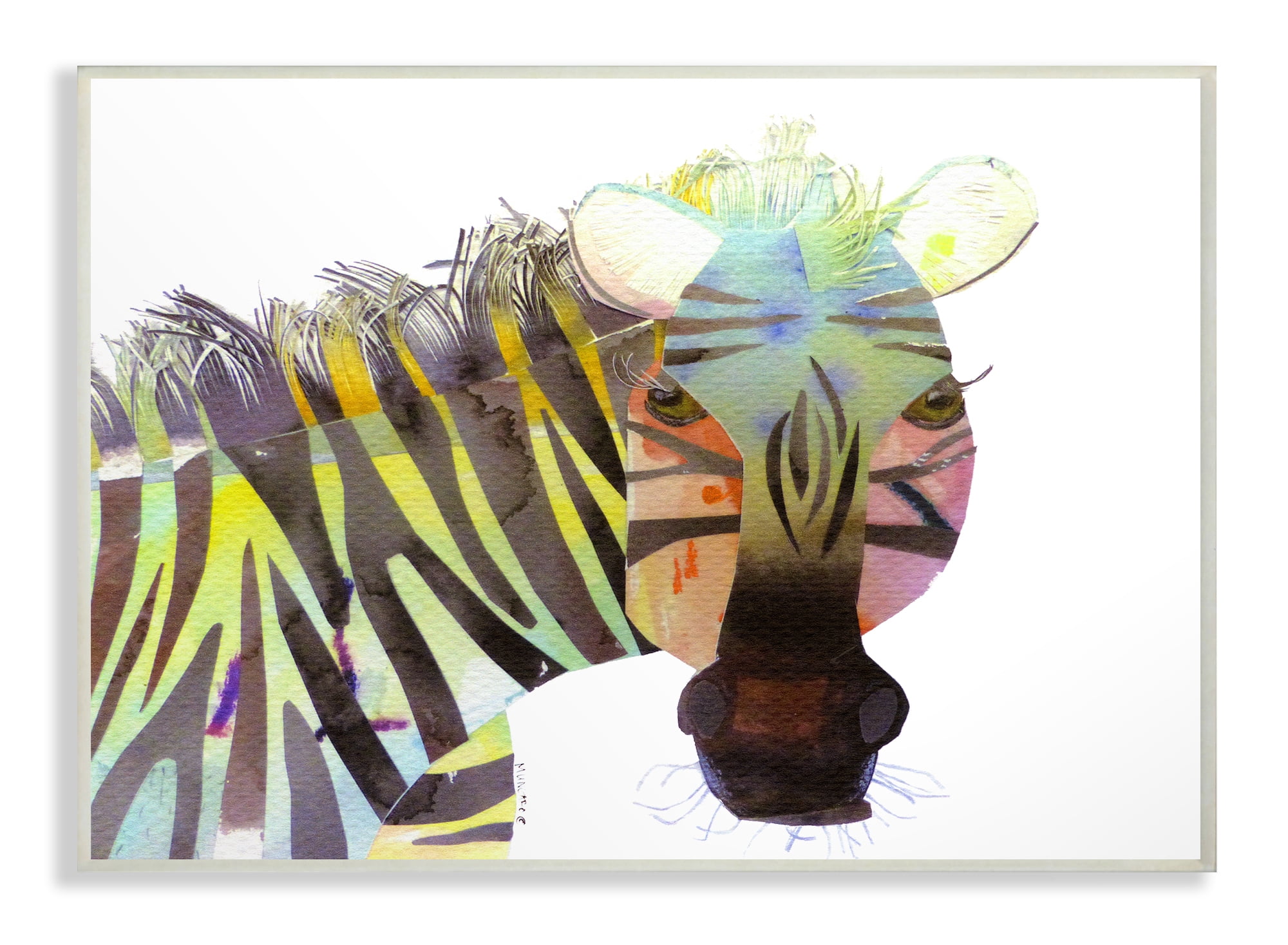 The Stupell Home Decor Collection Watercolor Cutout Collage Zebra Wall Plaque Art, 10 x 0.5 x 15