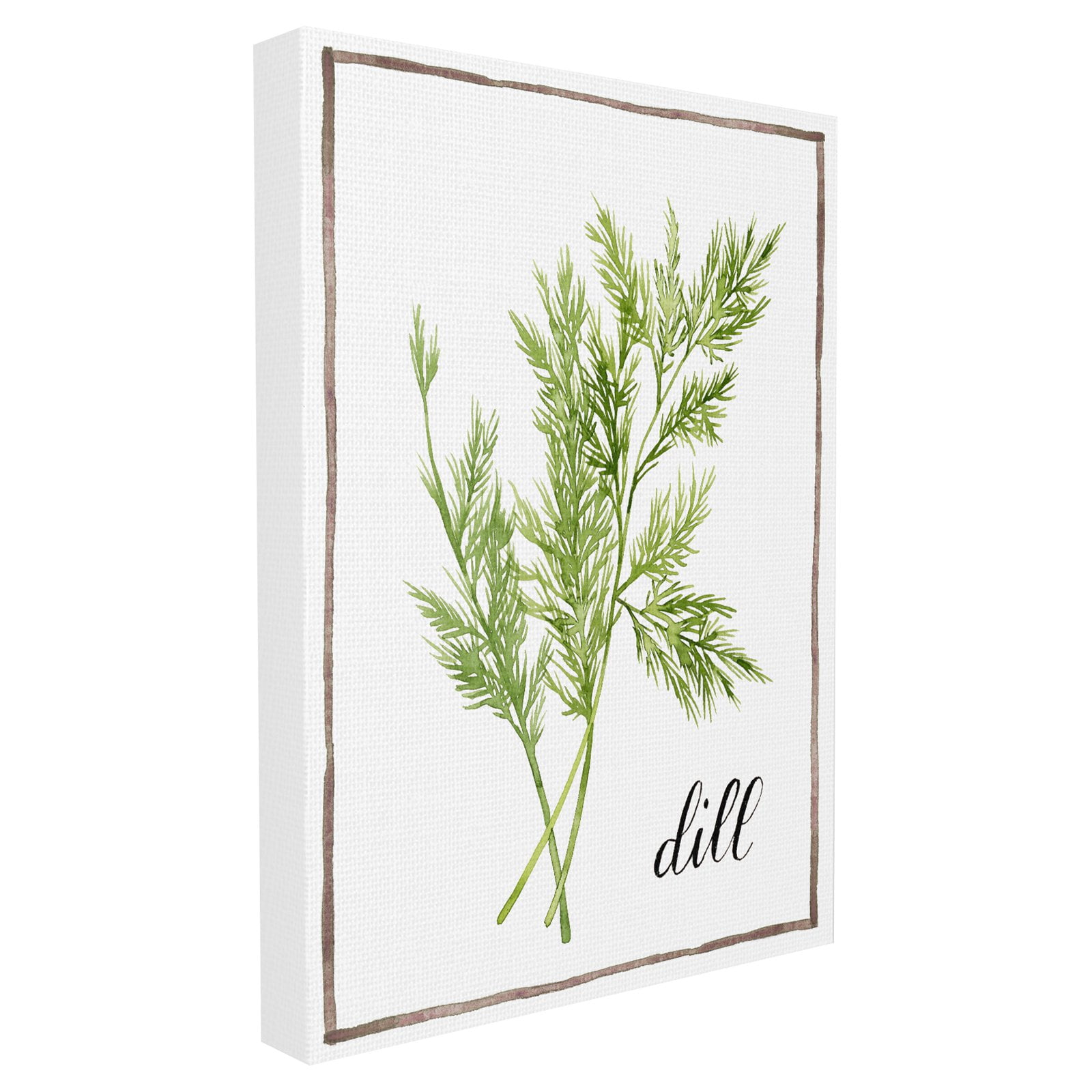 The Stupell Home Decor Collection Watercolor Herb Illustration Dill Painting with Script Oversized Framed Giclee Texturized Art, 16 x 1.5 x 20