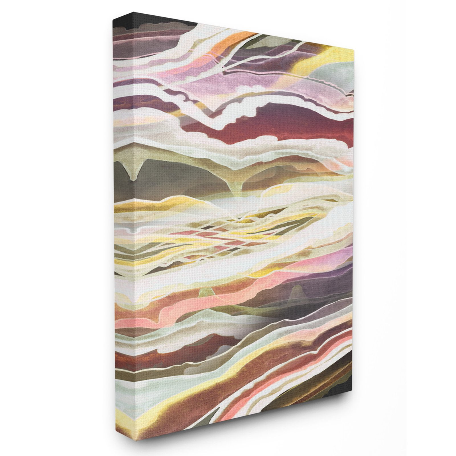 The Stupell Home Decor Collection Blue Pink Red Green Waves And Streams Abstract Stretched Canvas Wall Art, 16 x 1.5 x 20