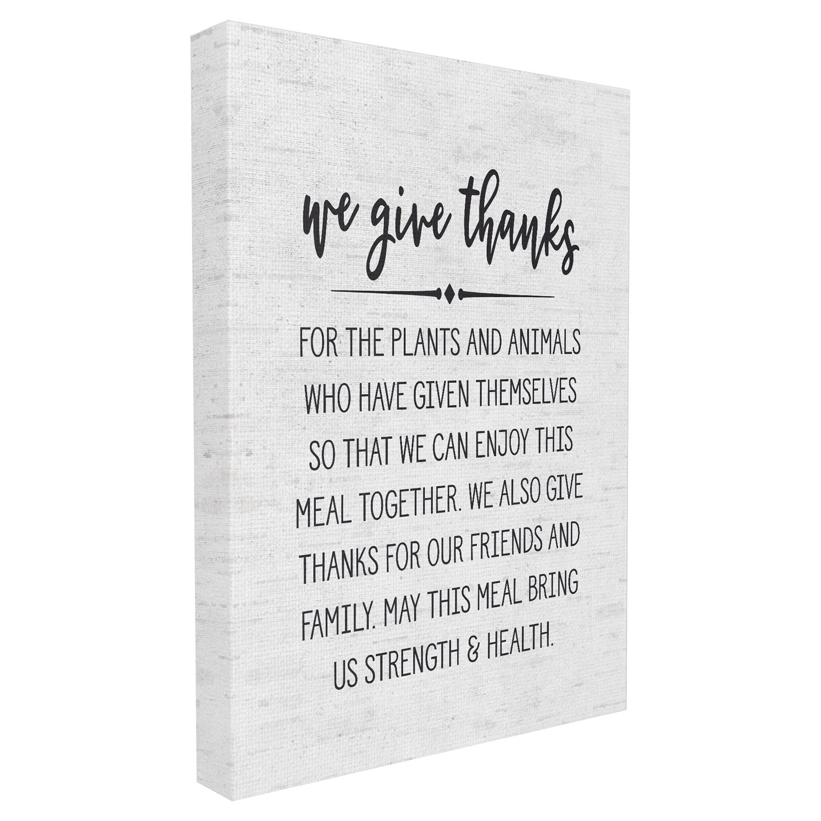 The Stupell Home Decor Collection We Give Thanks Strength and Health Subtle Birch Typography XXL Stretched Canvas Wall Art, 30 x 1.5 x 40