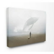 The Stupell Home Decor Collection Whale Surf Beach Painting Stretched Canvas Wall Art, 16 x 1.5 x 20