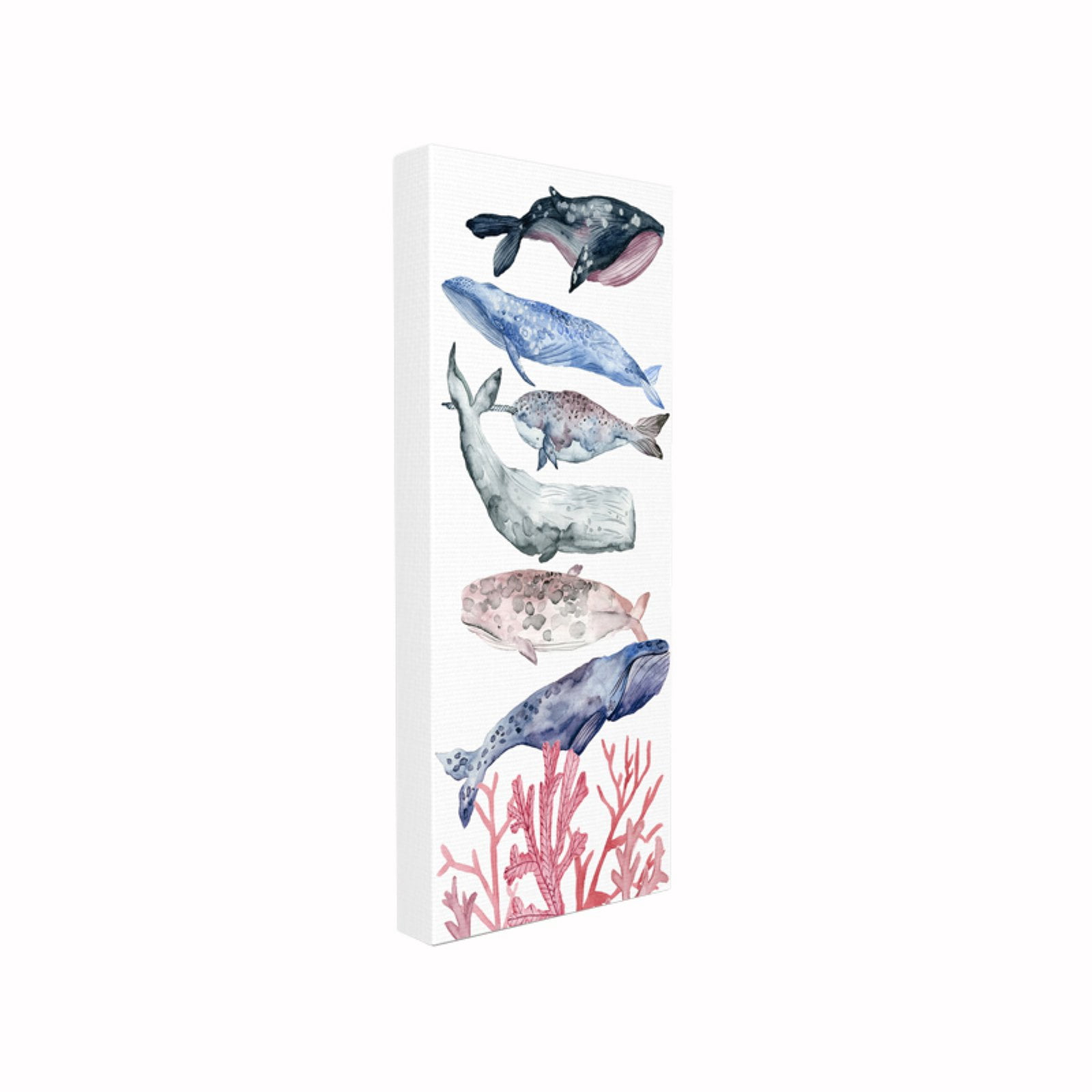 The Stupell Home Decor Collection Whale Wildlife Ocean Coral Watercolor Illustrations Wall Plaque Art, 7 x 0.5 x 17