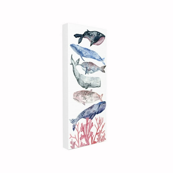 The Stupell Home Decor Collection Whale Wildlife Ocean Coral Watercolor Illustrations Wall Plaque Art, 7 x 0.5 x 17