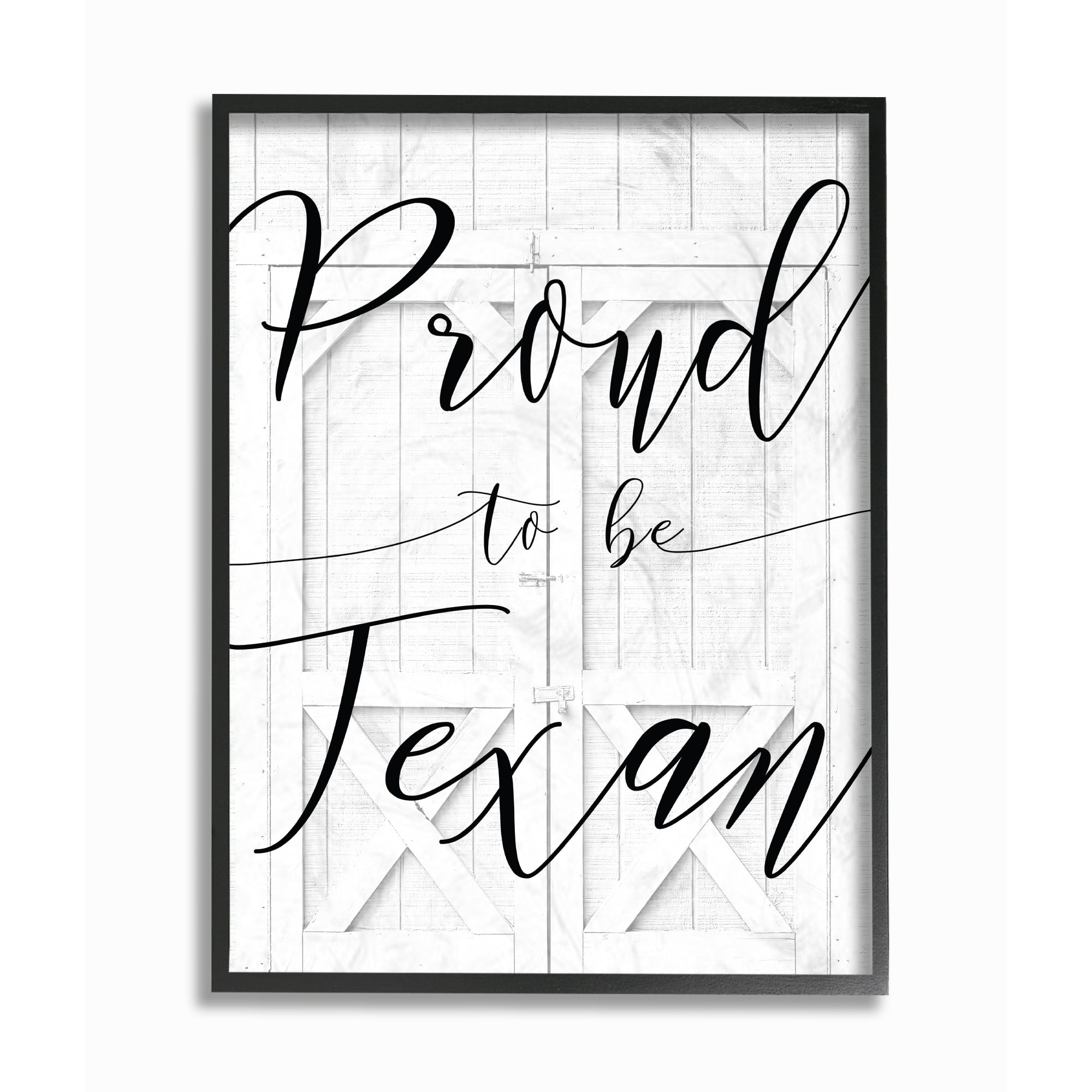 The Stupell Home Decor Collection White Barn Door Proud To Be Texan Framed Giclee Texturized Art, 11 x 1.5 x 14
