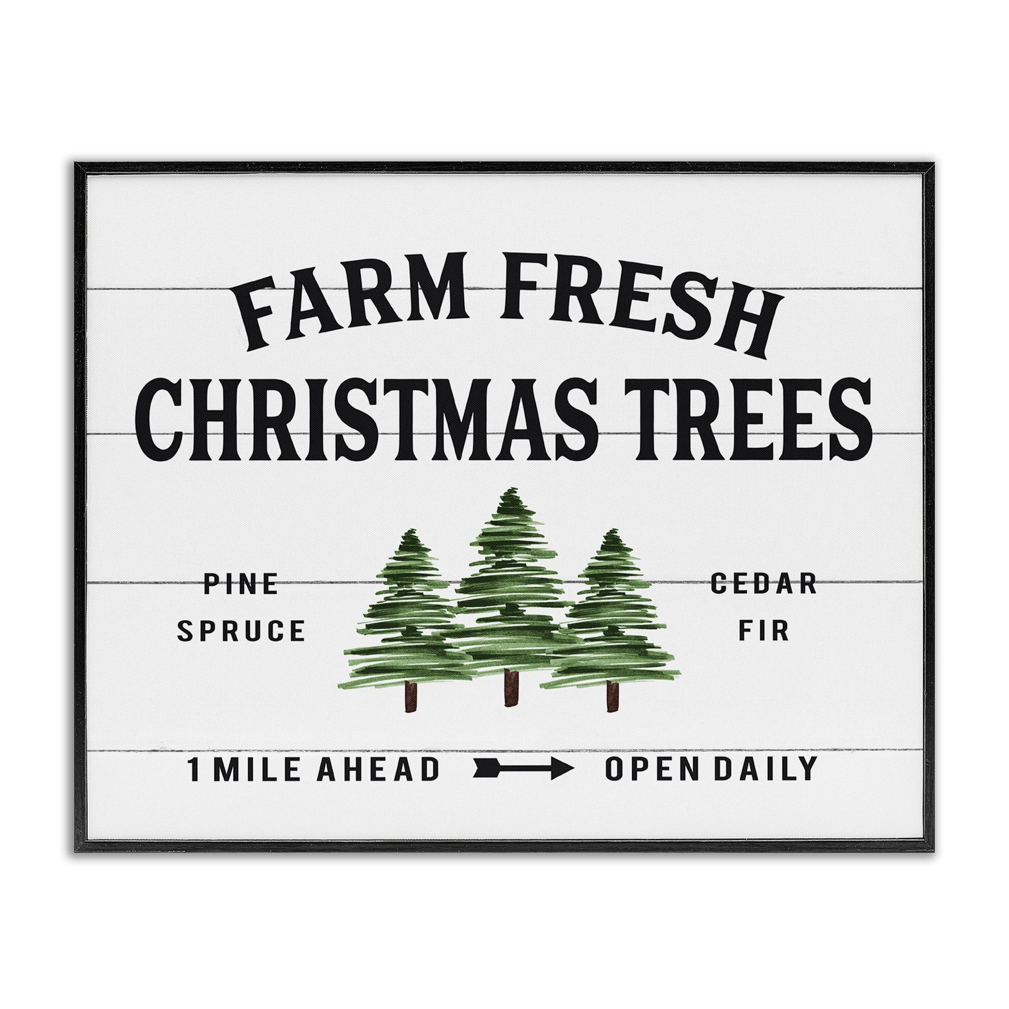 The Stupell Home Decor Collection White Planked Look Holiday Farm Fresh Christmas Trees Spruce and Fir Oversized Framed Giclee Texturized Art, 16 x 1.5 x 20