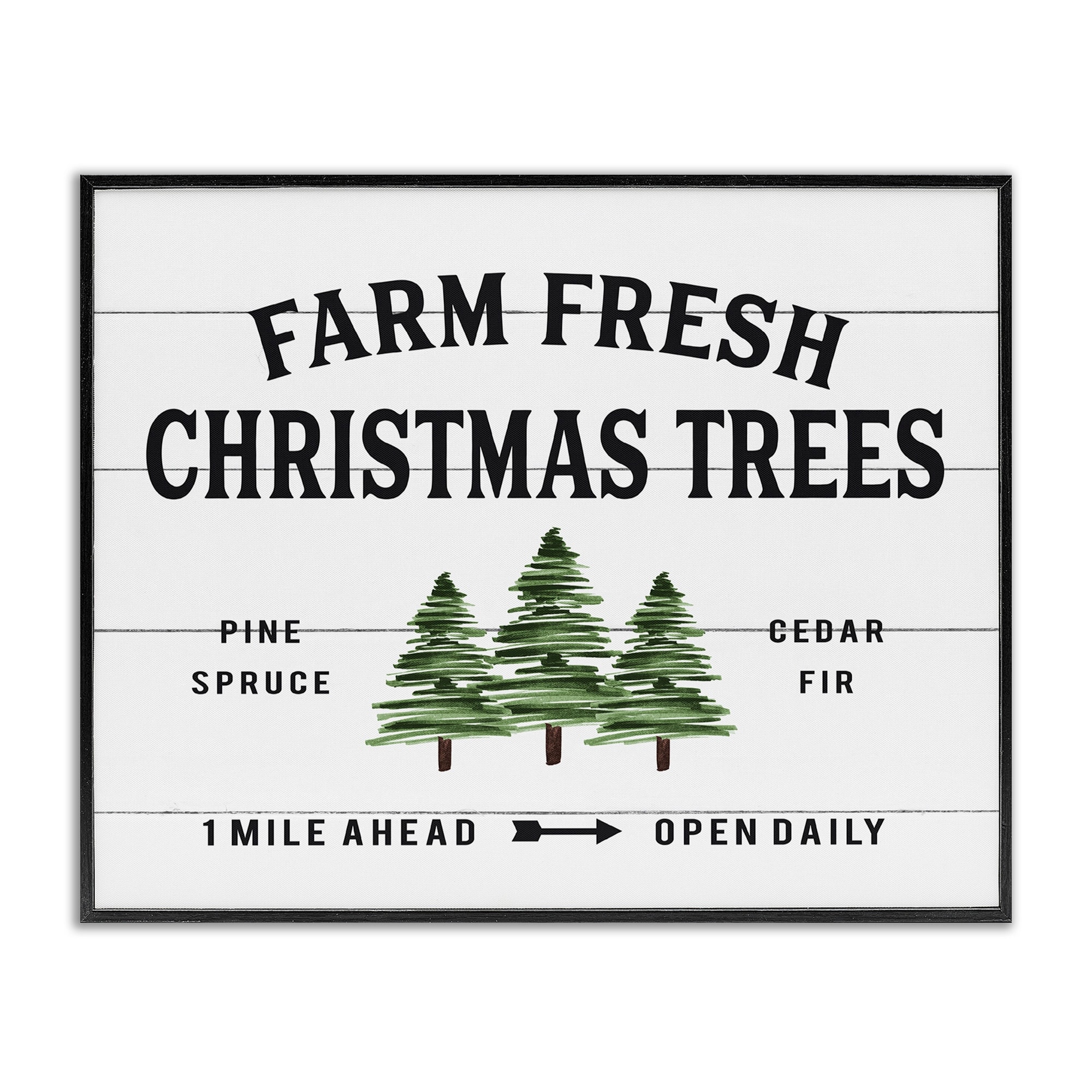 The Stupell Home Decor Collection White Planked Look Holiday Farm Fresh Christmas Trees Spruce and Fir Framed Giclee Texturized Art, 11 x 1.5 x 14