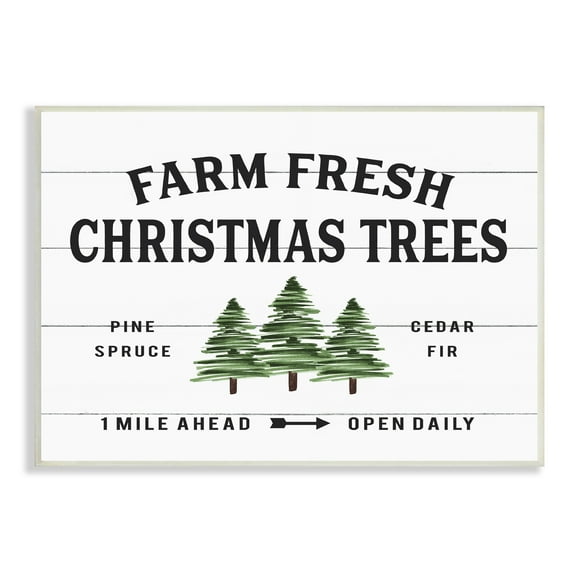 The Stupell Home Decor Collection White Planked Look Holiday Farm Fresh Christmas Trees Spruce and Fir Wall Plaque Art, 10 x 0.5 x 15