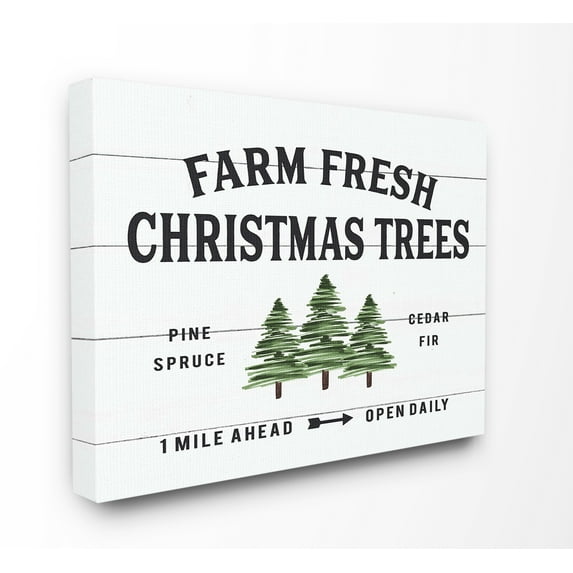 The Stupell Home Decor Collection White Planked Look Holiday Farm Fresh Christmas Trees Spruce and Fir XXL Stretched Canvas Wall Art, 30 x 1.5 x 40
