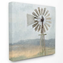 The Stupell Home Decor Collection Neutral Blue Windmill Breeze Farmyard Painting Oversized Stretched Canvas Wall Art, 24 x 1.5 x 24
