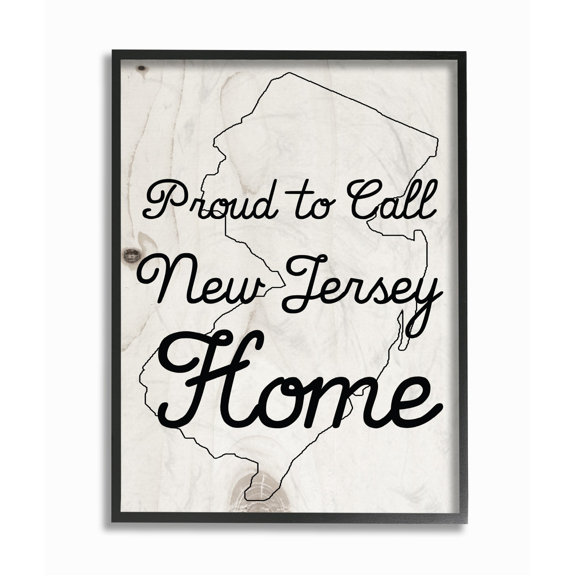 The Stupell Home Decor Collection Wood Texture Proud to Call New Jersey Home Framed Giclee Texturized Art, 11 x 1.5 x 14