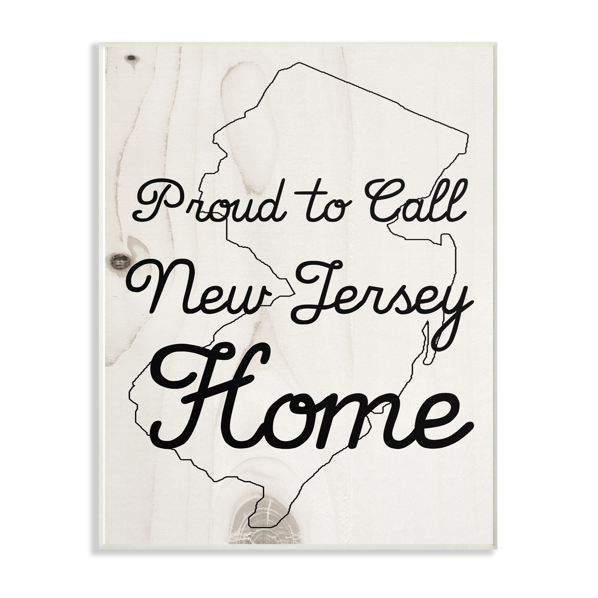 The Stupell Home Decor Collection Wood Texture Proud to Call New Jersey Home Wall Plaque Art, 10 x 0.5 x 15