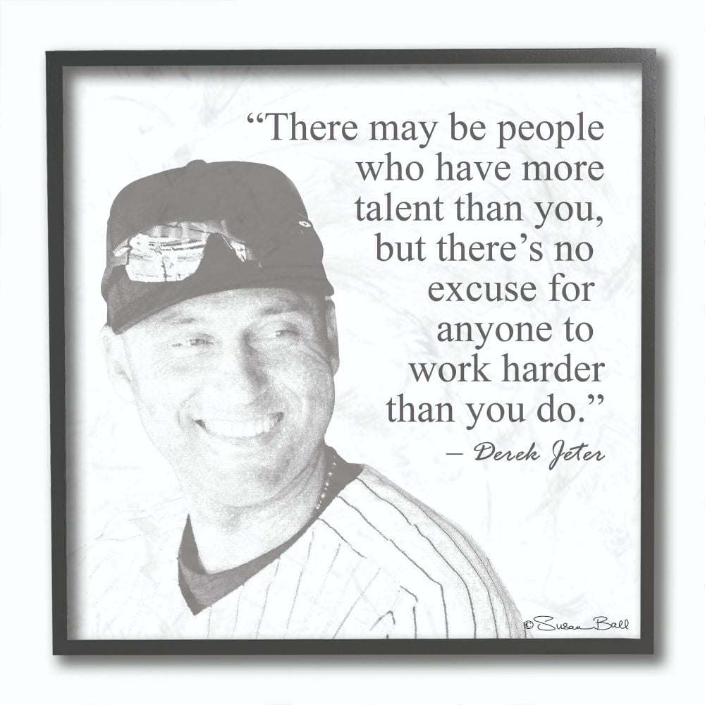 Black and White Derek Jeter Quote Wall Art in Wood Frame
