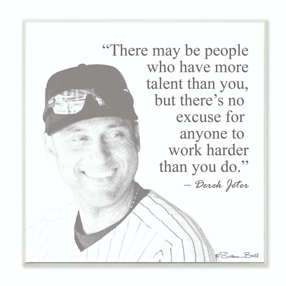 Black and White Derek Jeter Quote Wood Wall Art, 12 x 12