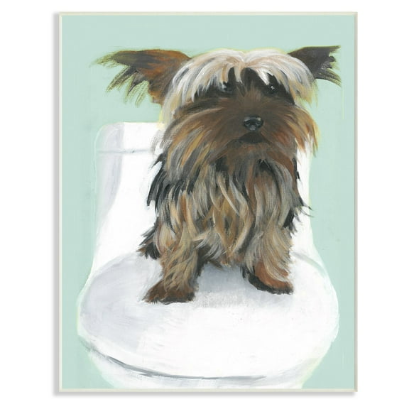 Stupell IndustriesYorkie In The Bathroom IllustrationWall Plaqueby Daphne Polselli