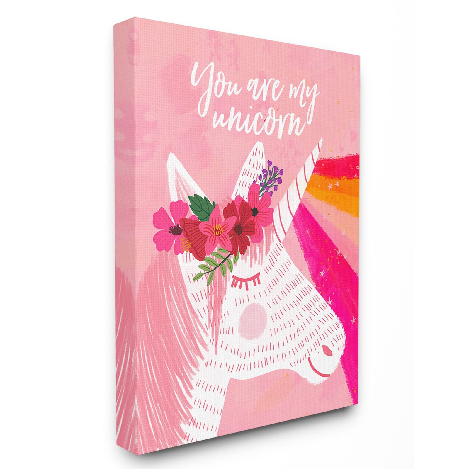 The Kids Room by Stupell You Are My Unicorn Rainbow Pink Stretched Canvas Wall Art, 30 x 1.5 x 40