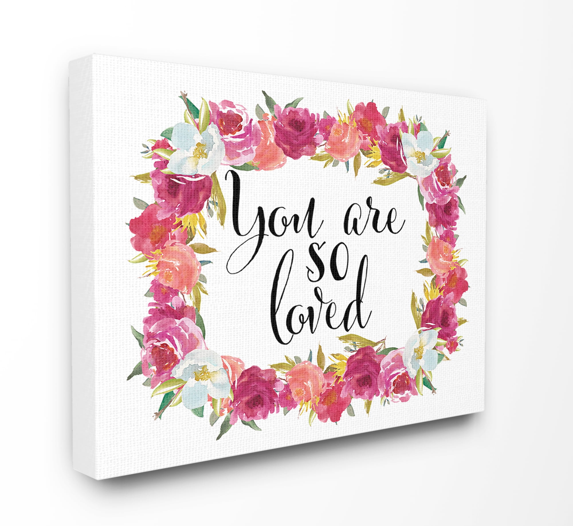 The Stupell Home Decor Collection You Are So Loved Floral Wreath Stretched Canvas Wall Art, 16 x 1.5 x 20