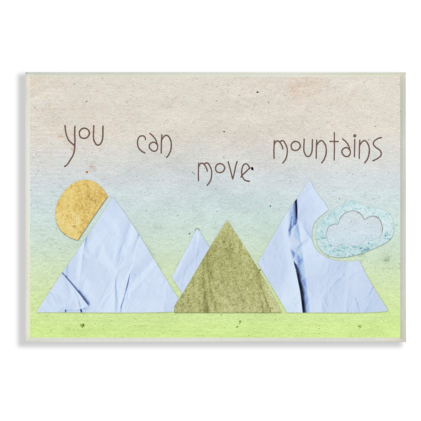 The Kids Room by Stupell You Can Move Mountains Collage Blue Wall Plaque Art, 10 x 0.5 x 15
