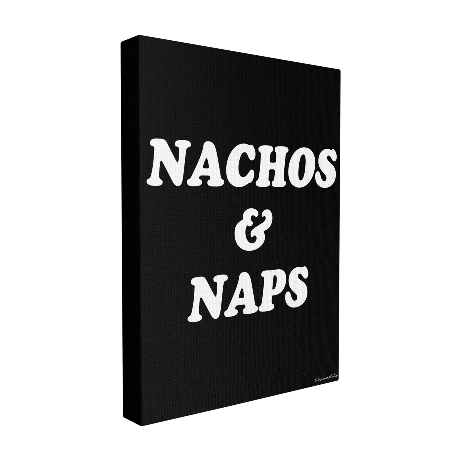 The Stupell Home Decor Collection lulusimonSTUDIO Black and White Nachos And Naps Script Typography Framed Giclee Texturized Art, 11 x 1.5 x 14