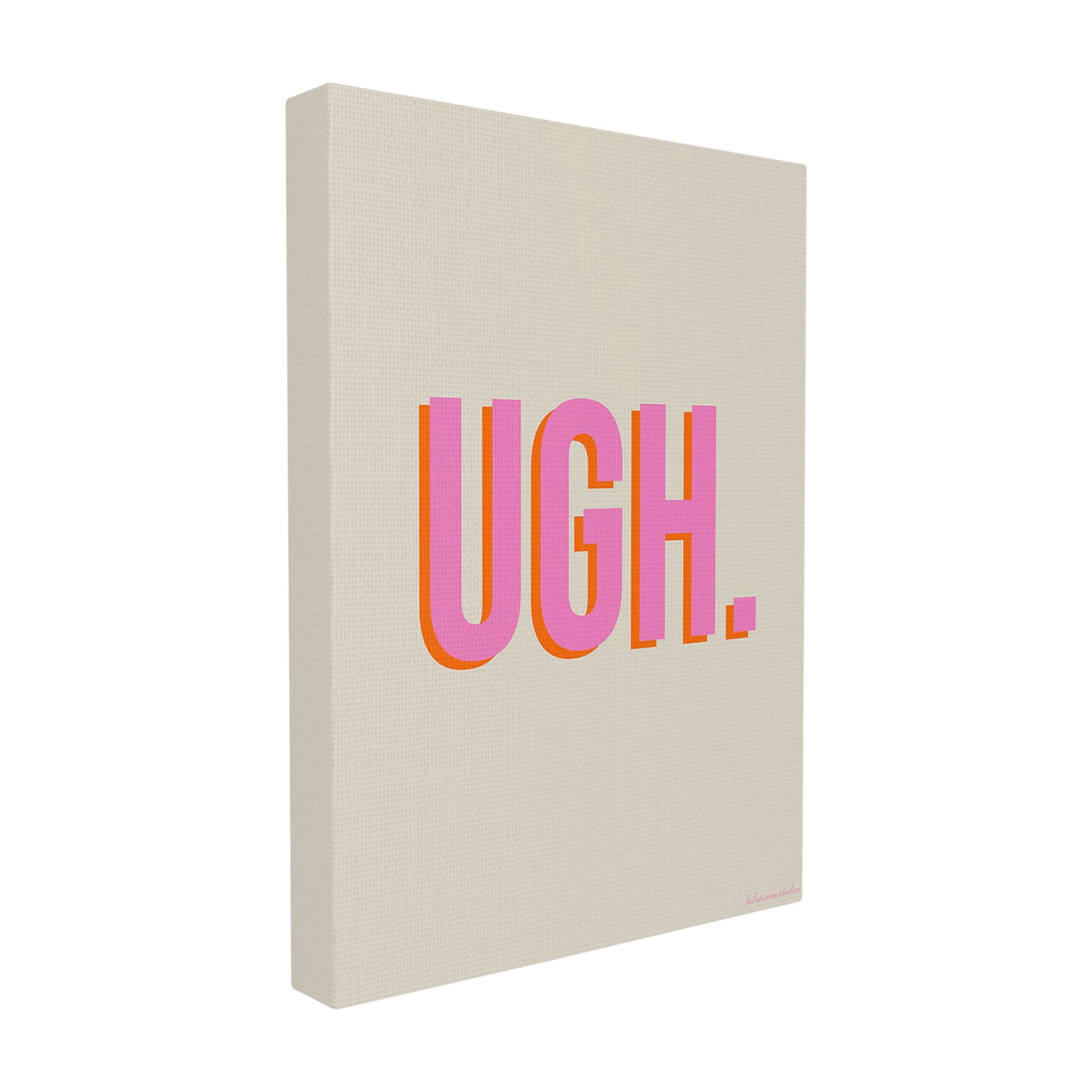 The Stupell Home Decor Collection lulusimonSTUDIO Neon Pink Red and Grey UGH Typography Oversized Framed Giclee Texturized Art, 16 x 1.5 x 20