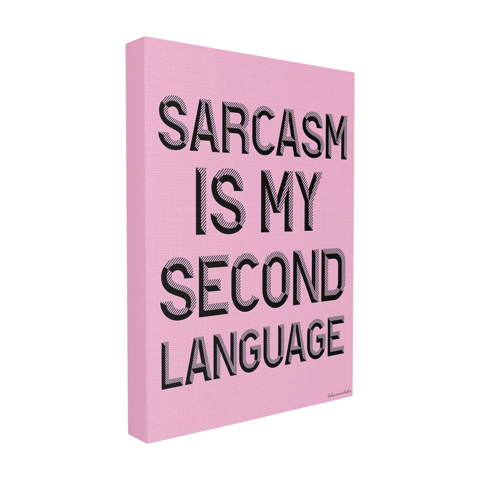 The Stupell Home Decor Collection lulusimonSTUDIO Pink and Black Sarcasm Is My Second Language Typography Framed Giclee Texturized Art, 11 x 1.5 x 14