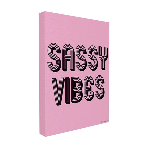 The Stupell Home Decor Collection lulusimonSTUDIO Pink and Black Sassy Vibes Typography XXL Stretched Canvas Wall Art, 30 x 1.5 x 40