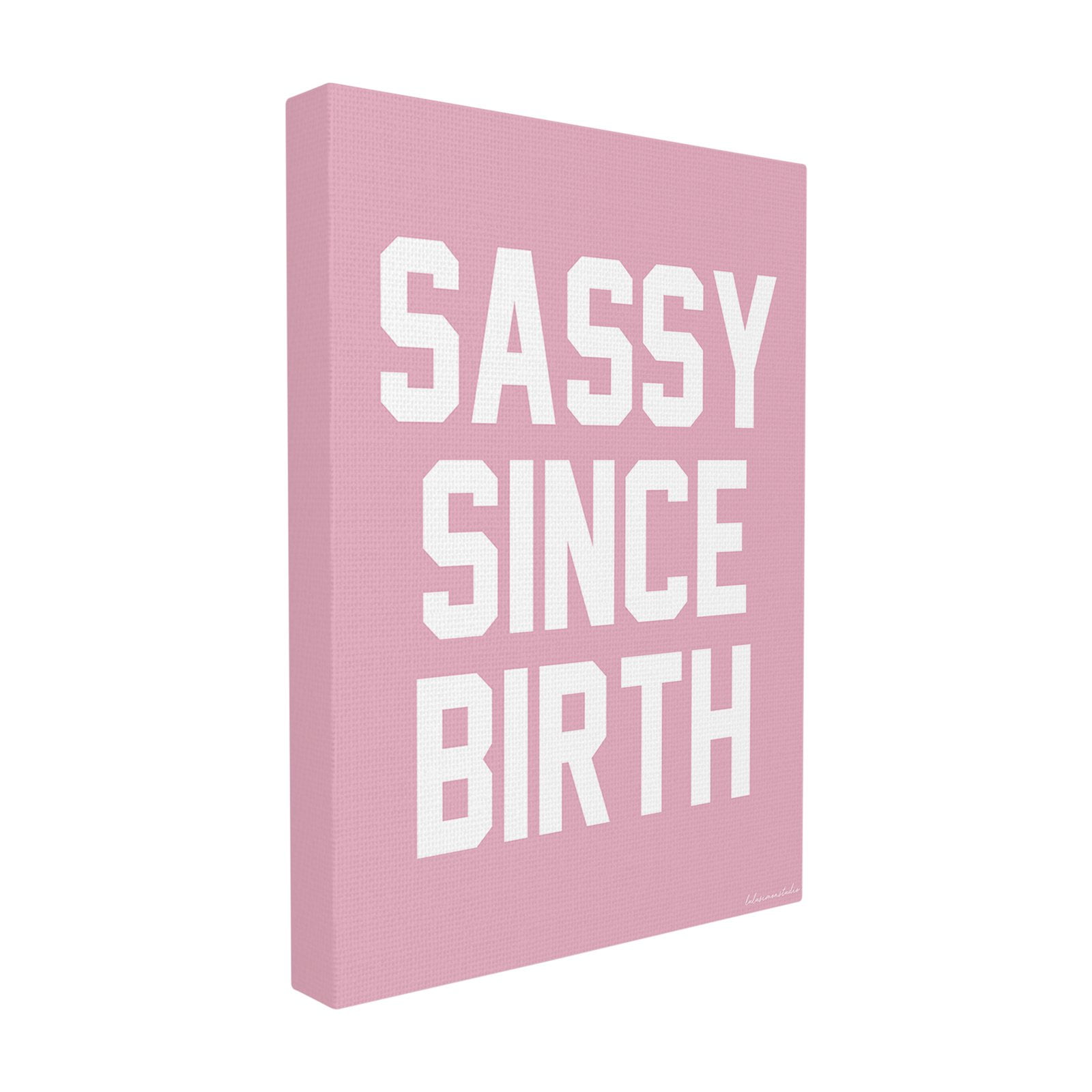 The Stupell Home Decor Collection lulusimonSTUDIO Pink and White Sassy Since Birth Typography Oversized Framed Giclee Texturized Art, 16 x 1.5 x 20