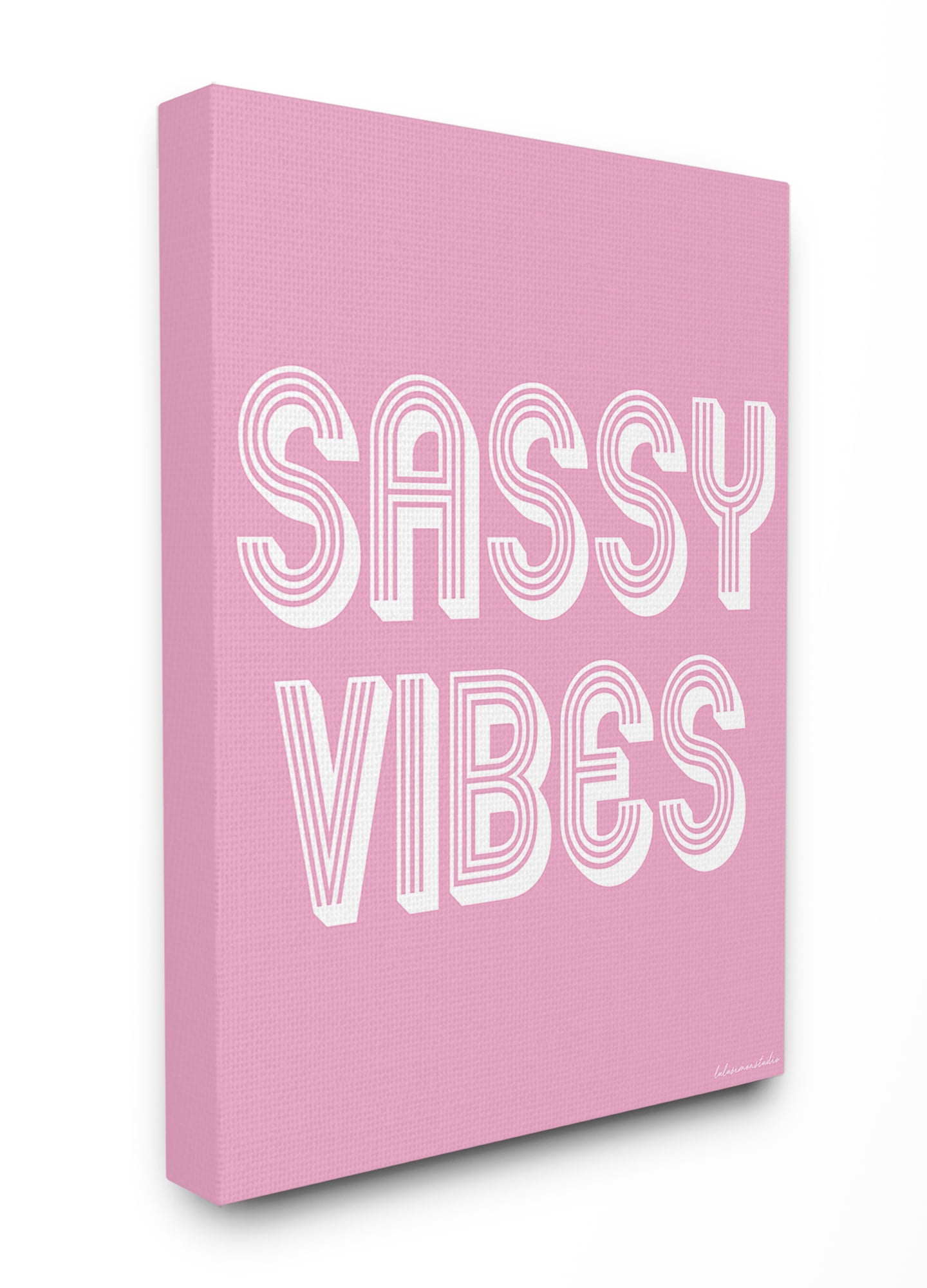 The Stupell Home Decor Collection lulusimonSTUDIO Pink and White Sassy Vibes Typography XXL Stretched Canvas Wall Art, 30 x 1.5 x 40