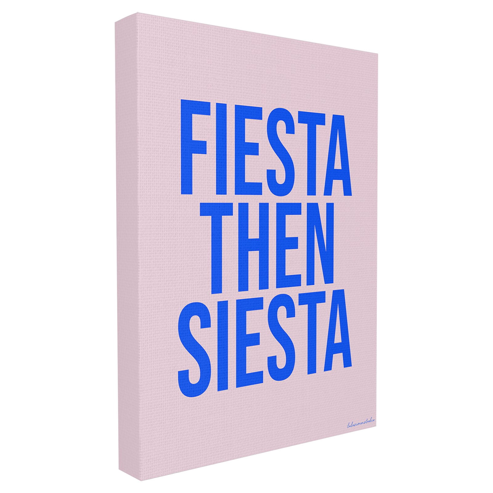 The Stupell Home Decor Collection lulusimonSTUDIO Purple and Blue Fiesta Then Siesta Typography Oversized Stretched Canvas Wall Art, 24 x 1.5 x 30