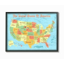 The Stupell Home Decor Collection of Map with Capitals Framed Giclee Wall Art
