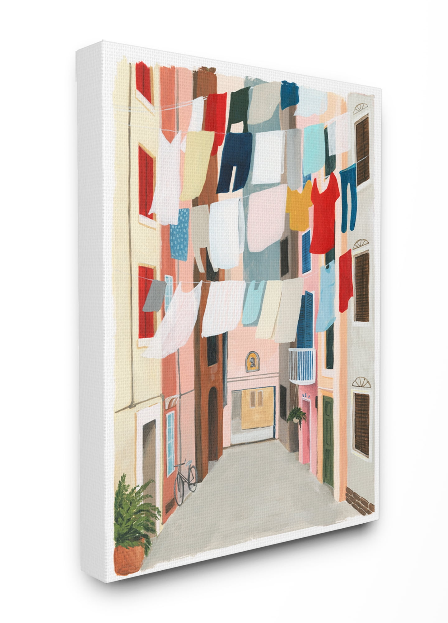 Colorful Laundry Day Clothes Line Canvas Wall Art