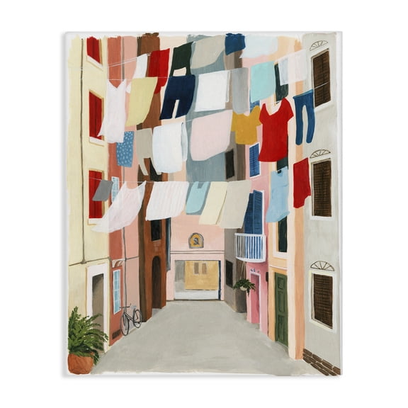 Laundry Clothesline Between Apartments Canvas Art, 24 x 30, Made In USA
