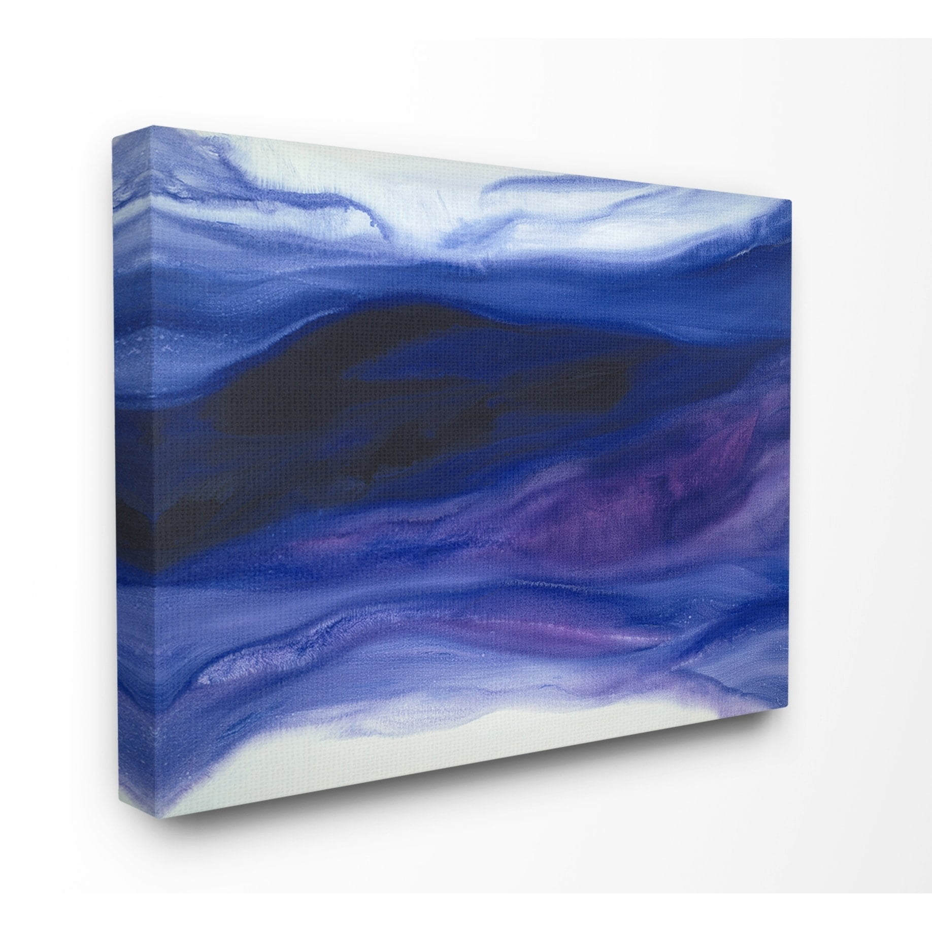 The Stupell Home Decor Deep Purple Ink Ocean Waves Abstract Paining Canvas Wall Art