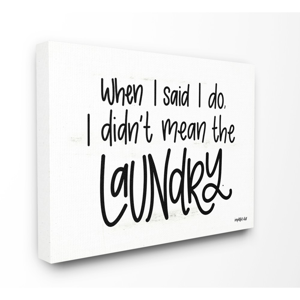 The Stupell Home Decor Didn't Mean The Laundry Black and White Modern Linear Typography