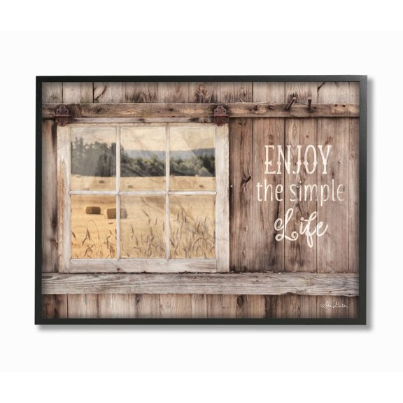 The Stupell Home Decor Enjoy the Simple Life Rustic Barn Window Distressed Photograph