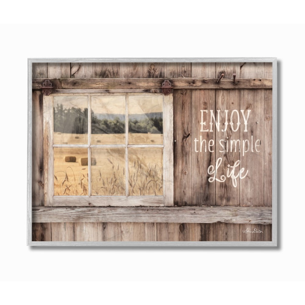 The Stupell Home Decor Enjoy the Simple Life Rustic Barn Window Distressed Photograph