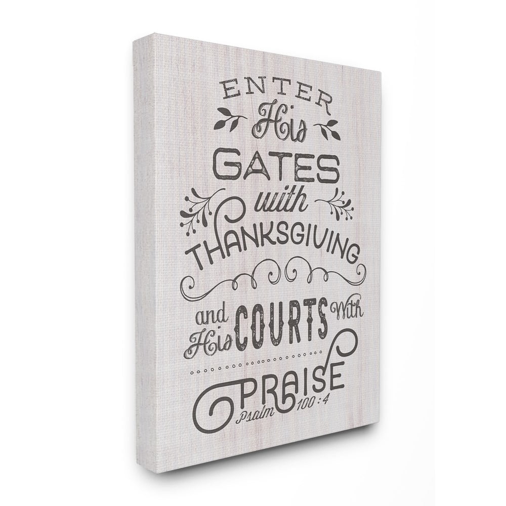 The Stupell Home Decor Enter His Gates Rustic Black and White Wood Look Typography