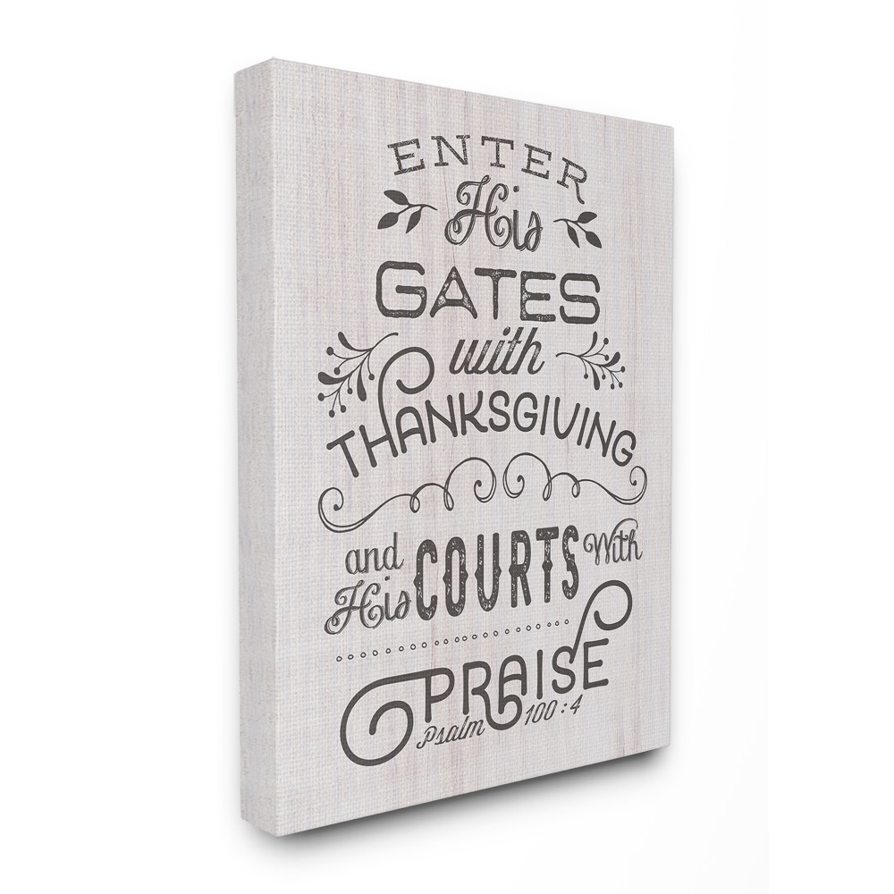 The Stupell Home Decor Enter His Gates Rustic Black and White Wood Look Typography
