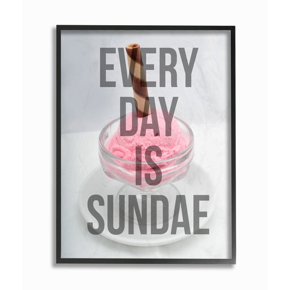 The Stupell Home Decor Every Day Is Sundae Pink Ice Cream Sundae Block Letter Typography