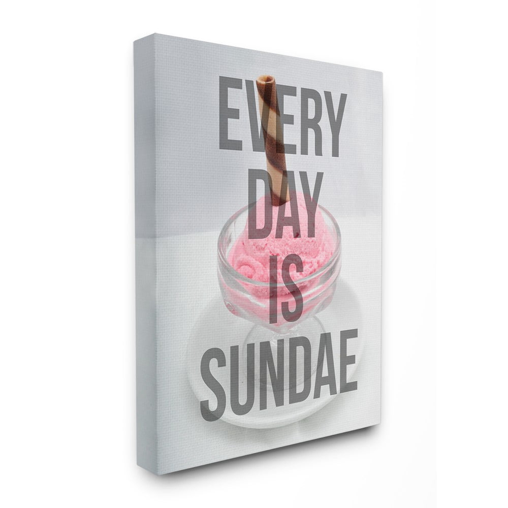 The Stupell Home Decor Every Day Is Sundae Pink Ice Cream Sundae Block Letter Typography