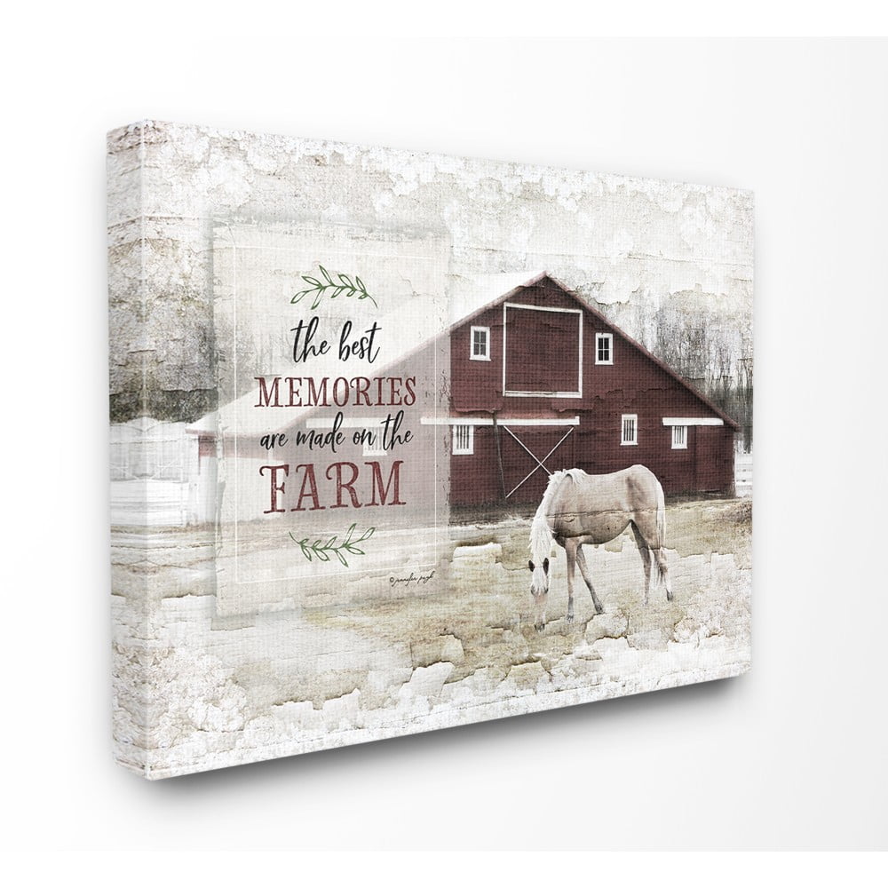 The Stupell Home Decor Farm Memories Distressed Barn and Horse Photograph